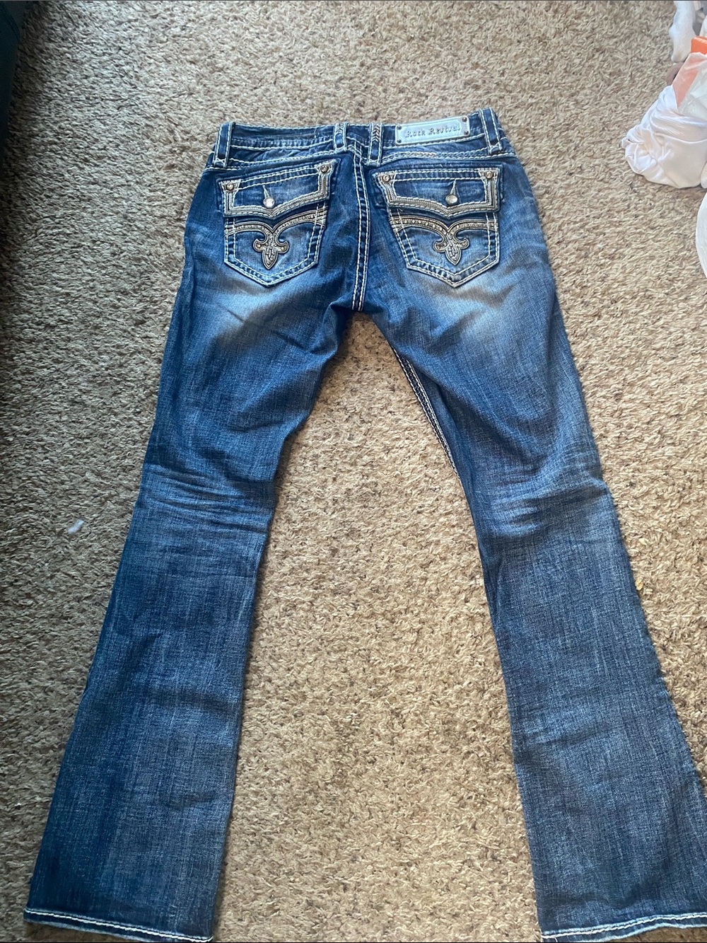 Rock Revival Dark Blue Embellished Wide Leg Jeans